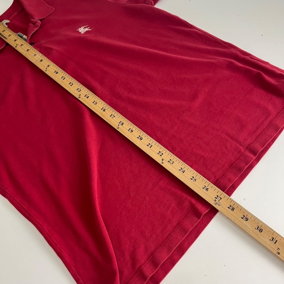 Burberry Brit Classic Red Embroidered Logo Plaid Trim Collared Polo Shirt Men XL - Picture 8 of 10